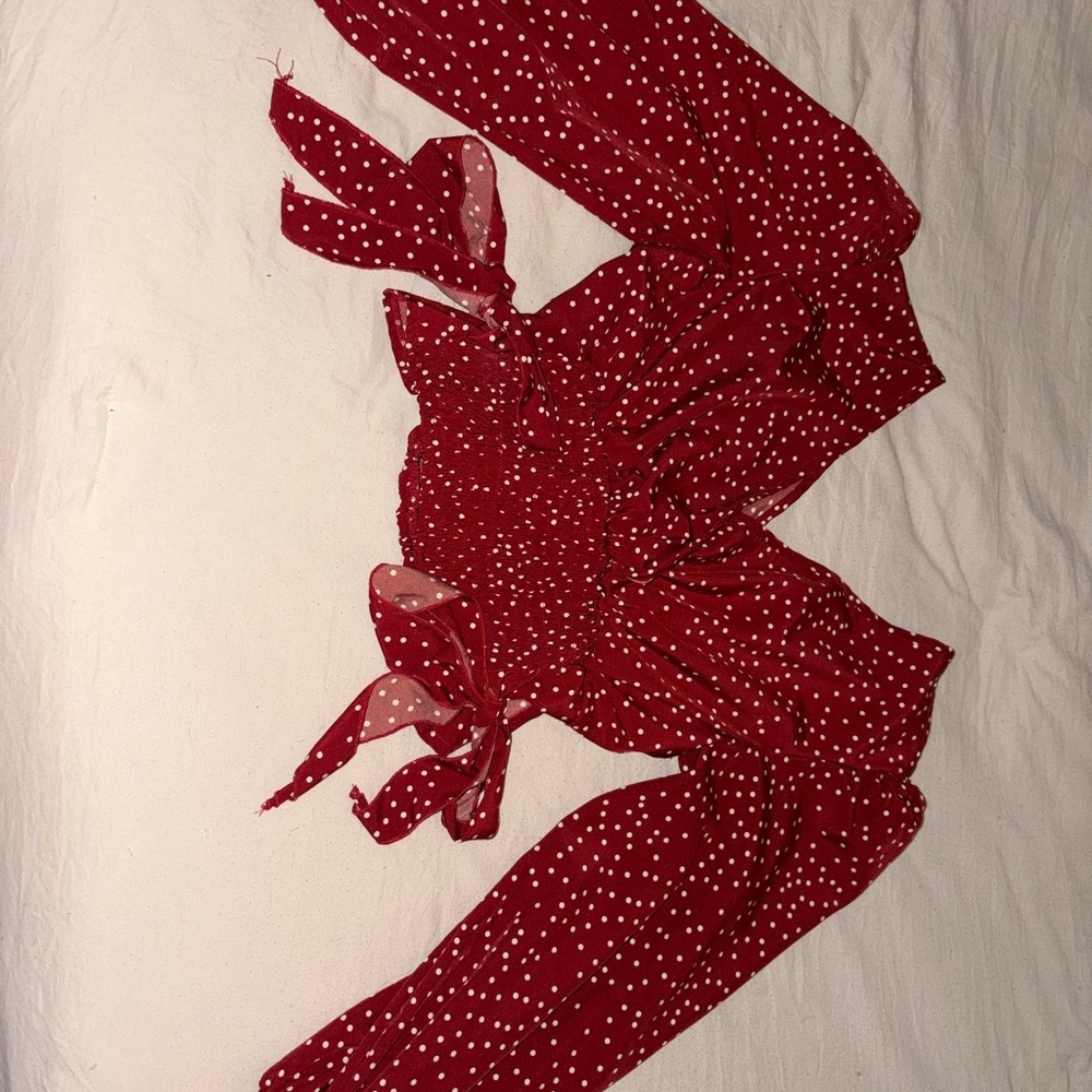 SHEIN Red Polka Dot Crop Top